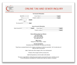 Online Tax and Sewer inquiry portal screen shot